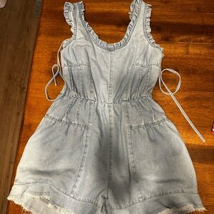 Denim short romper